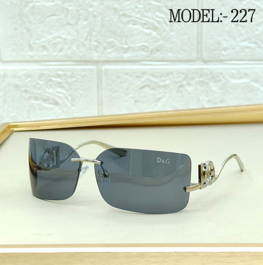 Rimless Wrap Rectangle Sunglasses – Model 227