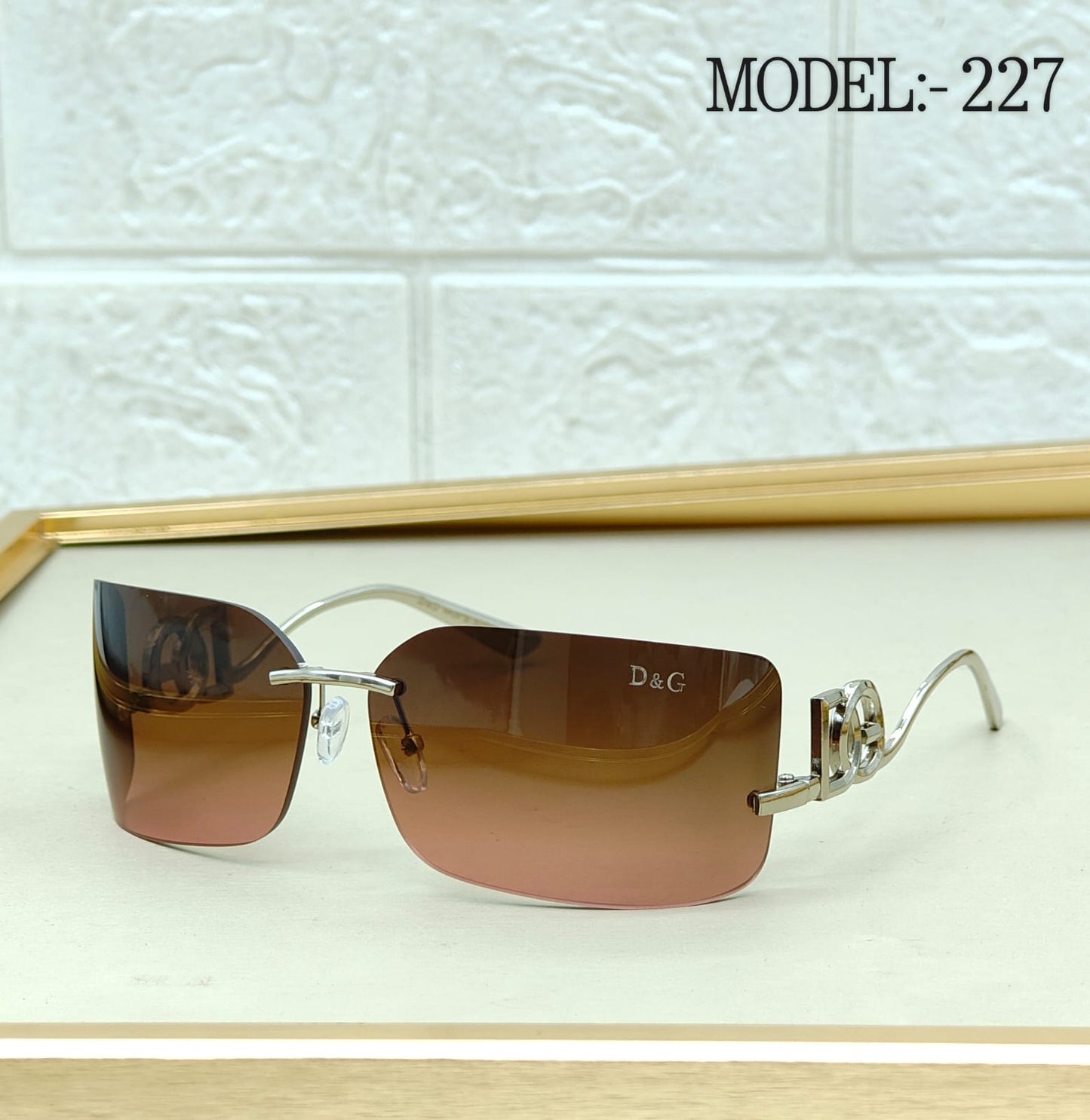 Rimless Wrap Rectangle Sunglasses – Model 227