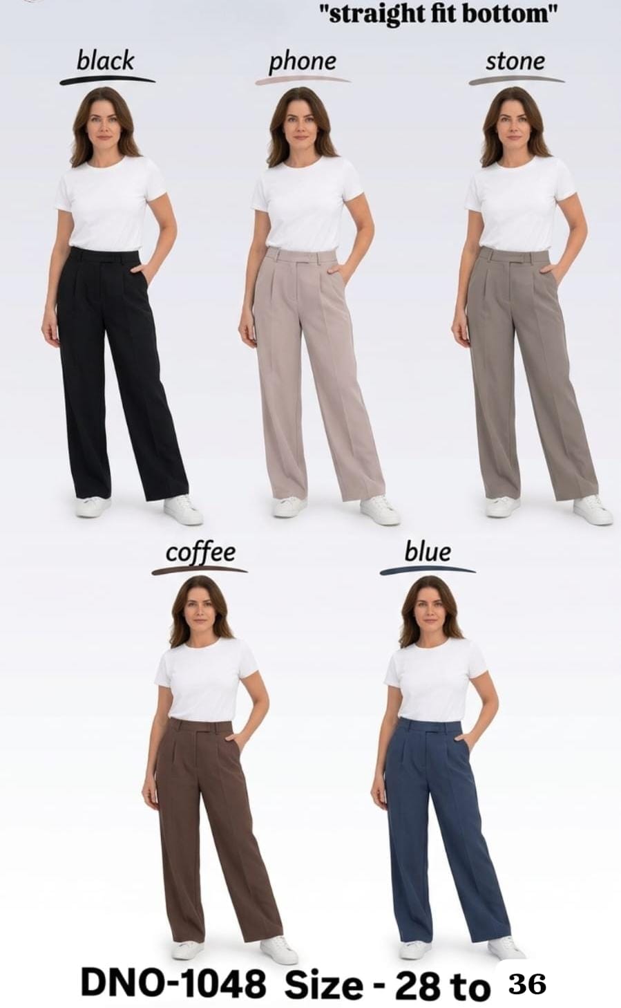 Straight Fit High-Waist Trousers — DNO-1048