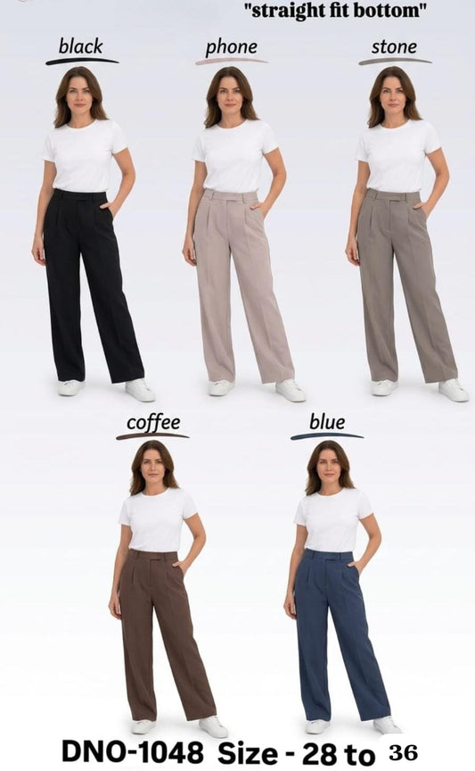 Straight Fit High-Waist Trousers — DNO-1048