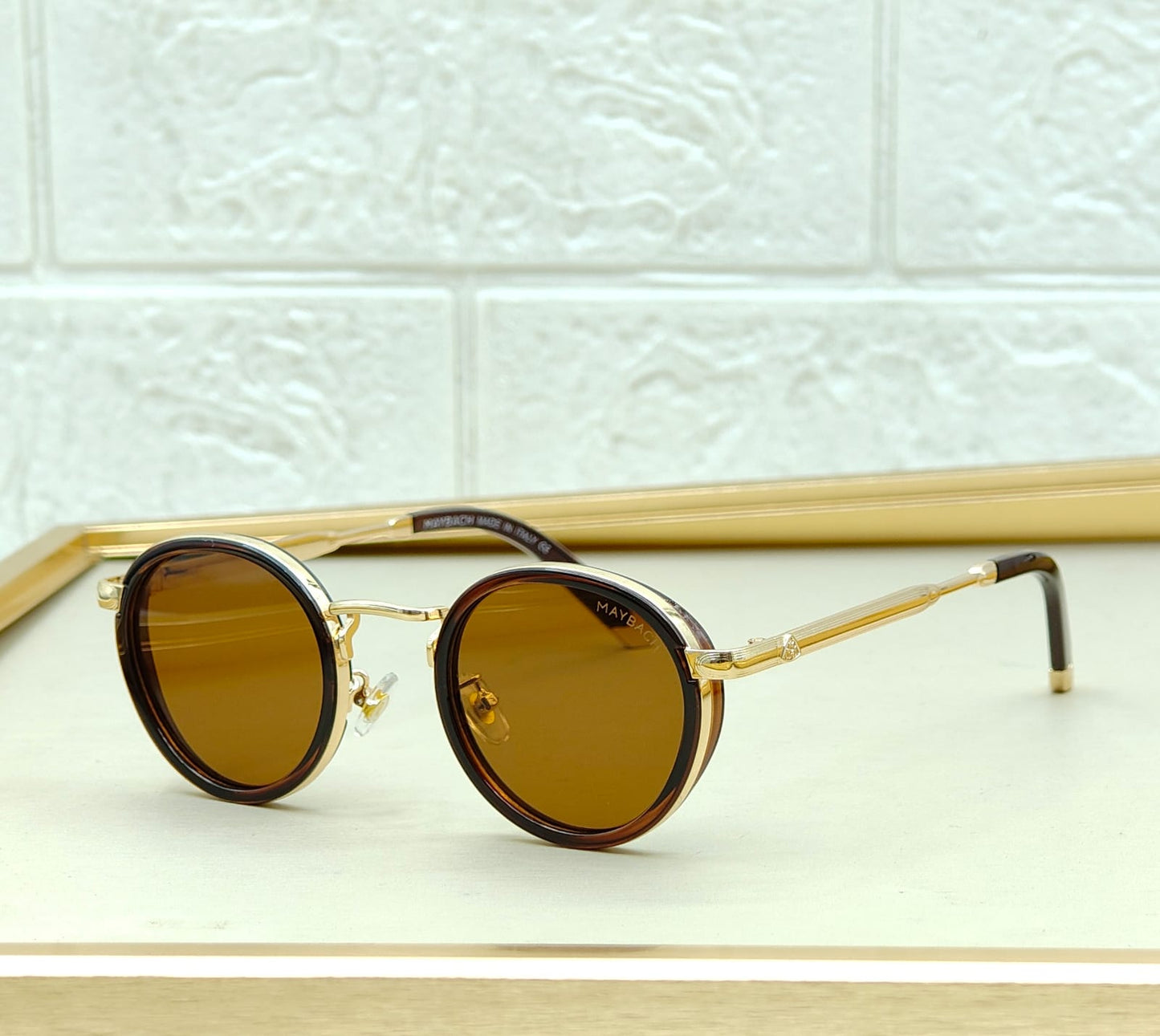Round Metal Acetate Sunglasses