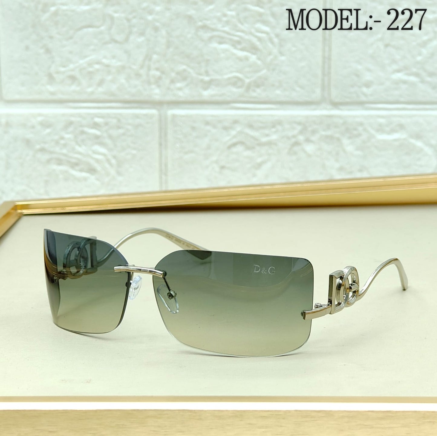 Rimless Wrap Rectangle Sunglasses – Model 227