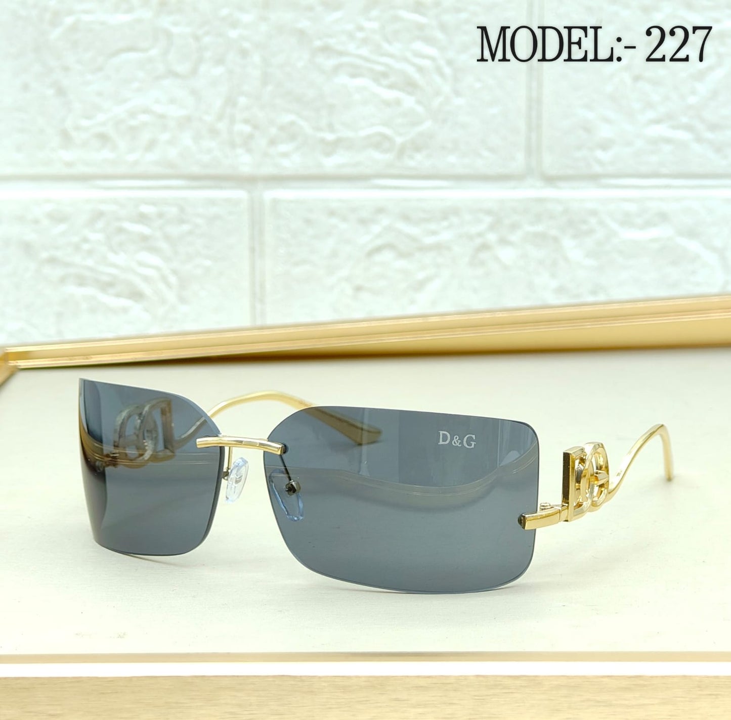 Rimless Wrap Rectangle Sunglasses – Model 227