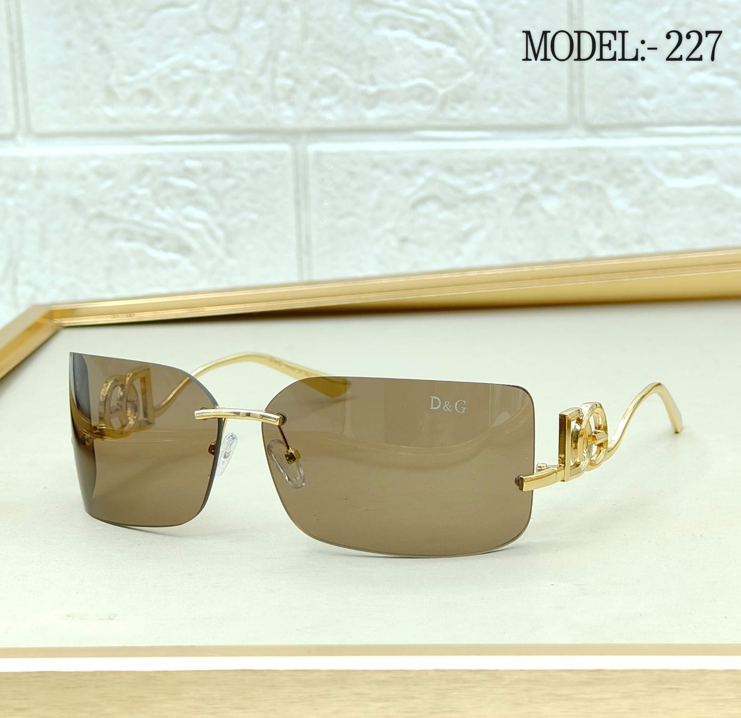 Rimless Wrap Rectangle Sunglasses – Model 227