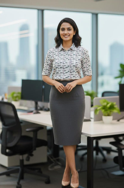 Printed Short-Sleeve Office Shirts