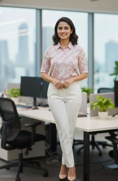 Printed Short-Sleeve Office Shirts